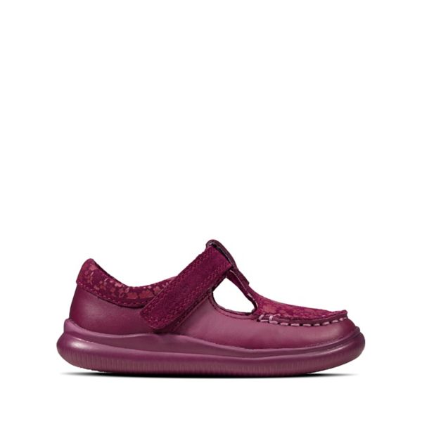 Clarks Girls Cloud Rosa Toddler Casual Shoes Berry Leather | CA-3061974